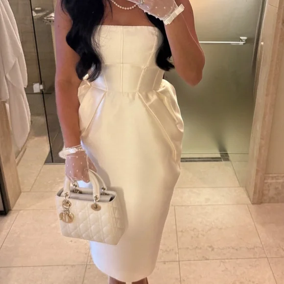 Club L London COSETTA
WHITE HALTER-NECK MIDI DRESS WITH TULIP SKIRT - Picture 2 of 10